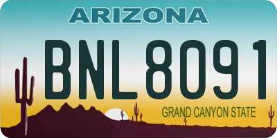 AZ license plate BNL8091