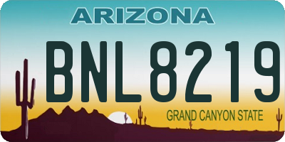 AZ license plate BNL8219