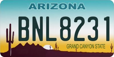 AZ license plate BNL8231