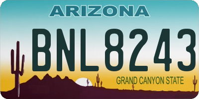 AZ license plate BNL8243