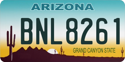AZ license plate BNL8261