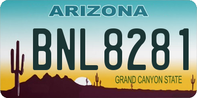 AZ license plate BNL8281
