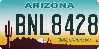 AZ license plate BNL8428