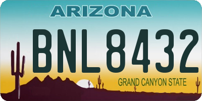 AZ license plate BNL8432