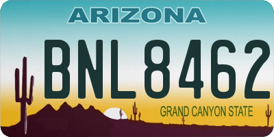 AZ license plate BNL8462