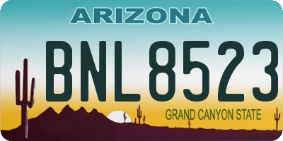 AZ license plate BNL8523