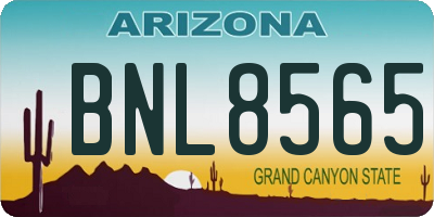 AZ license plate BNL8565