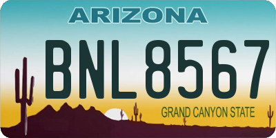 AZ license plate BNL8567