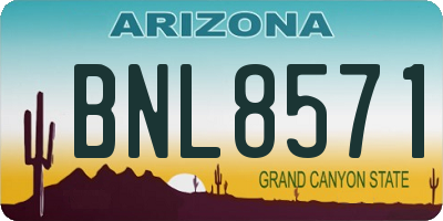 AZ license plate BNL8571