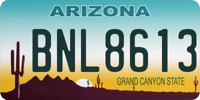 AZ license plate BNL8613