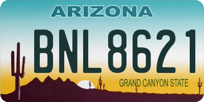 AZ license plate BNL8621
