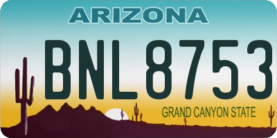 AZ license plate BNL8753