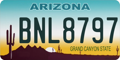 AZ license plate BNL8797