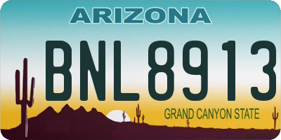 AZ license plate BNL8913
