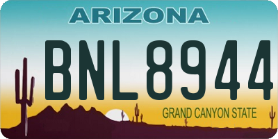AZ license plate BNL8944