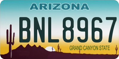 AZ license plate BNL8967