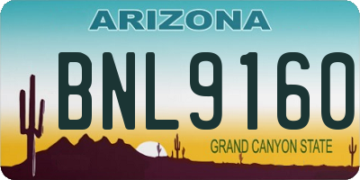 AZ license plate BNL9160
