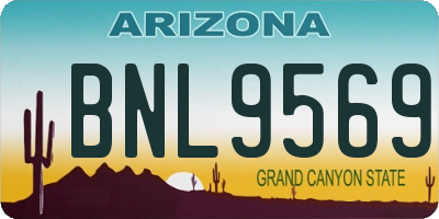 AZ license plate BNL9569