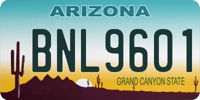 AZ license plate BNL9601