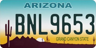 AZ license plate BNL9653