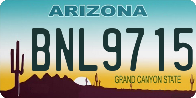 AZ license plate BNL9715
