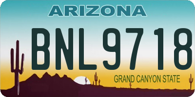 AZ license plate BNL9718