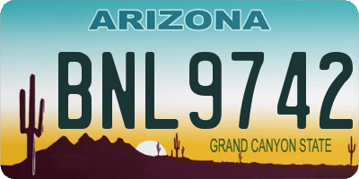 AZ license plate BNL9742
