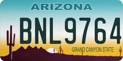 AZ license plate BNL9764