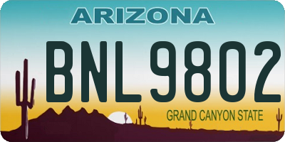 AZ license plate BNL9802