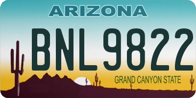 AZ license plate BNL9822