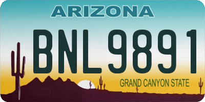 AZ license plate BNL9891