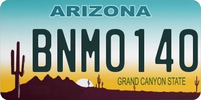 AZ license plate BNM0140