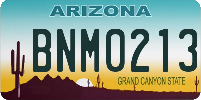 AZ license plate BNM0213