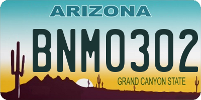 AZ license plate BNM0302