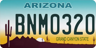 AZ license plate BNM0320