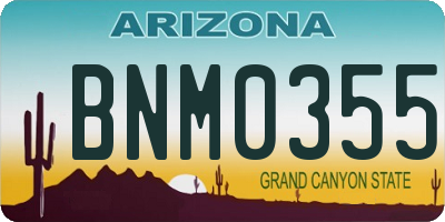 AZ license plate BNM0355