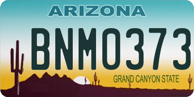 AZ license plate BNM0373
