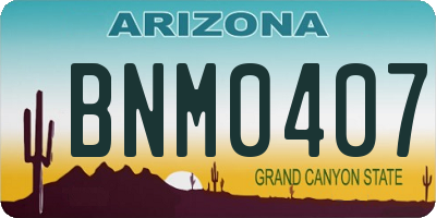 AZ license plate BNM0407