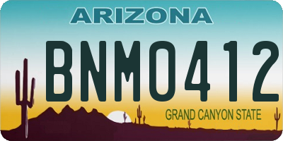 AZ license plate BNM0412