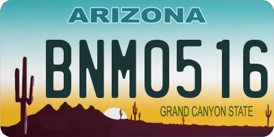 AZ license plate BNM0516