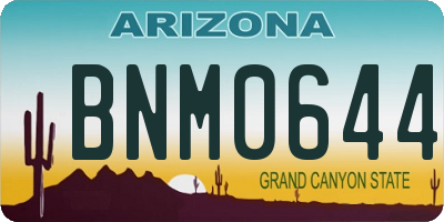 AZ license plate BNM0644