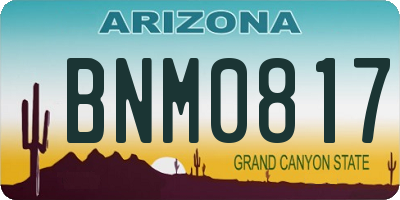 AZ license plate BNM0817