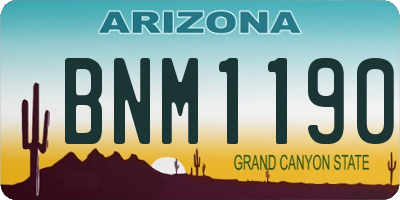 AZ license plate BNM1190