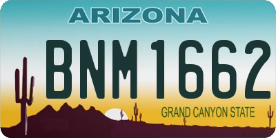 AZ license plate BNM1662