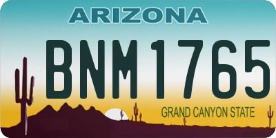 AZ license plate BNM1765