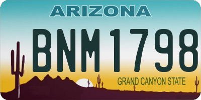 AZ license plate BNM1798