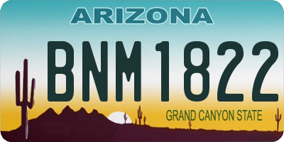 AZ license plate BNM1822