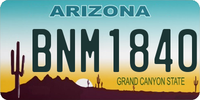 AZ license plate BNM1840