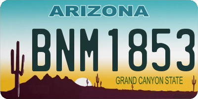 AZ license plate BNM1853