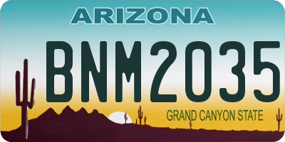 AZ license plate BNM2035